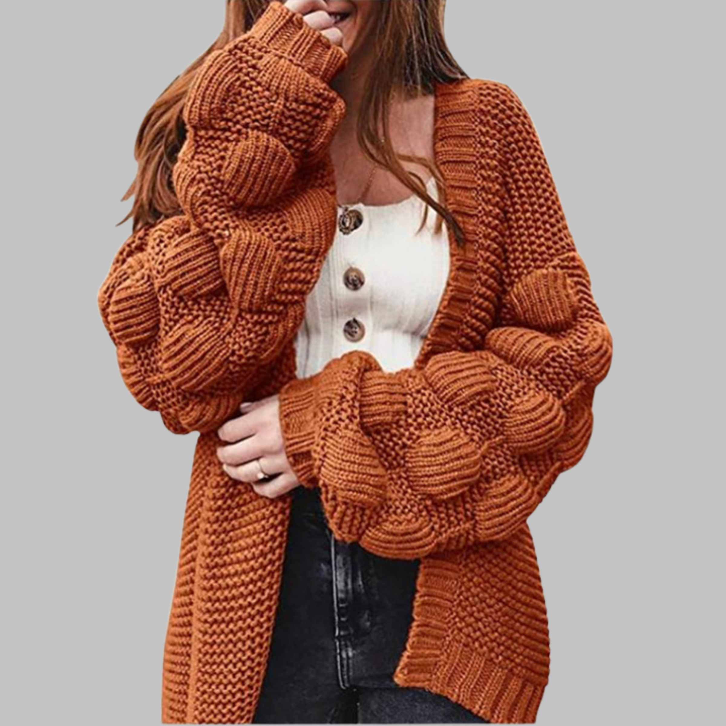 GISELLE™ - Vintage Oversized Chunky Open Front Cardigan