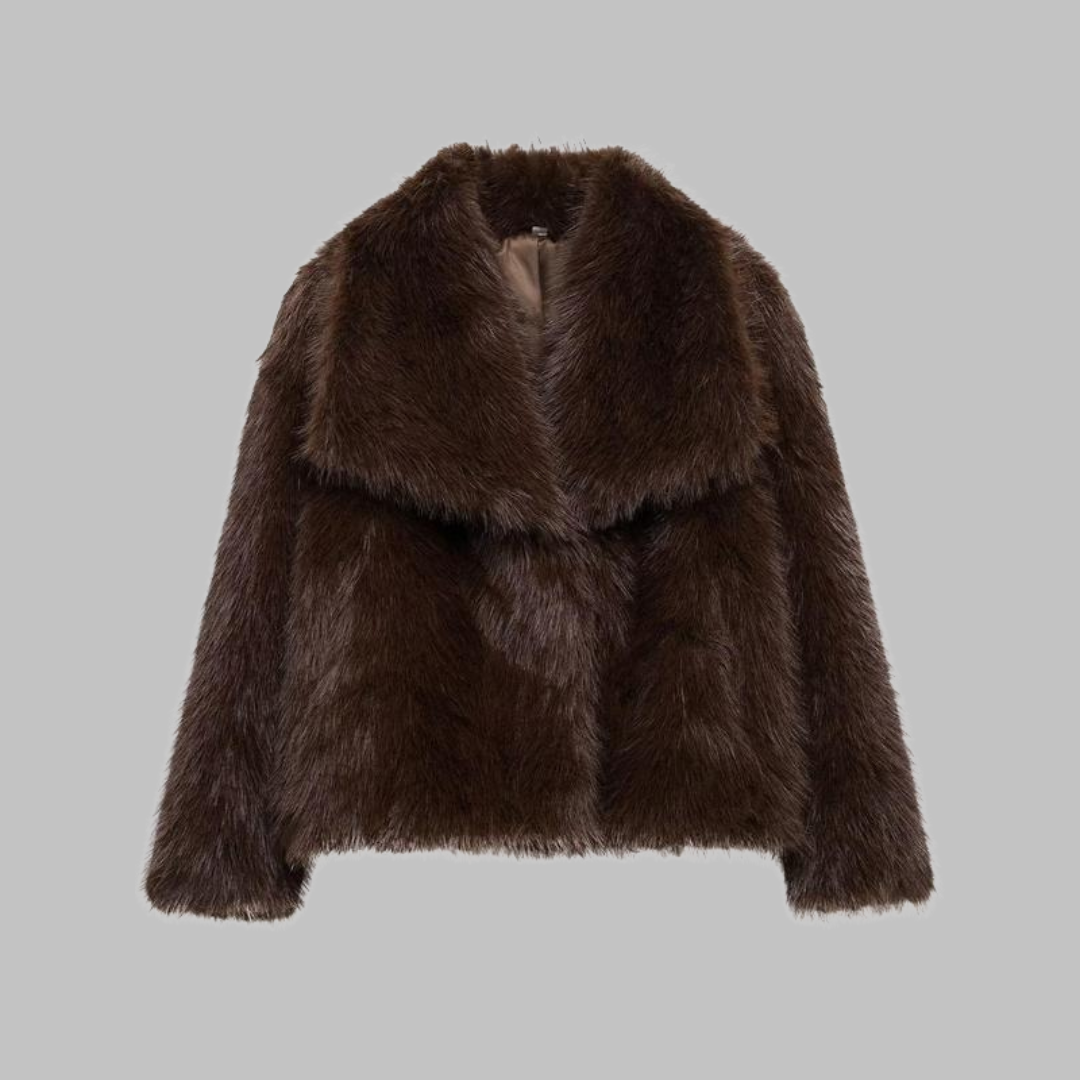 WEENA™ - Classy Long Sleeve Collared Fuzzy Coat