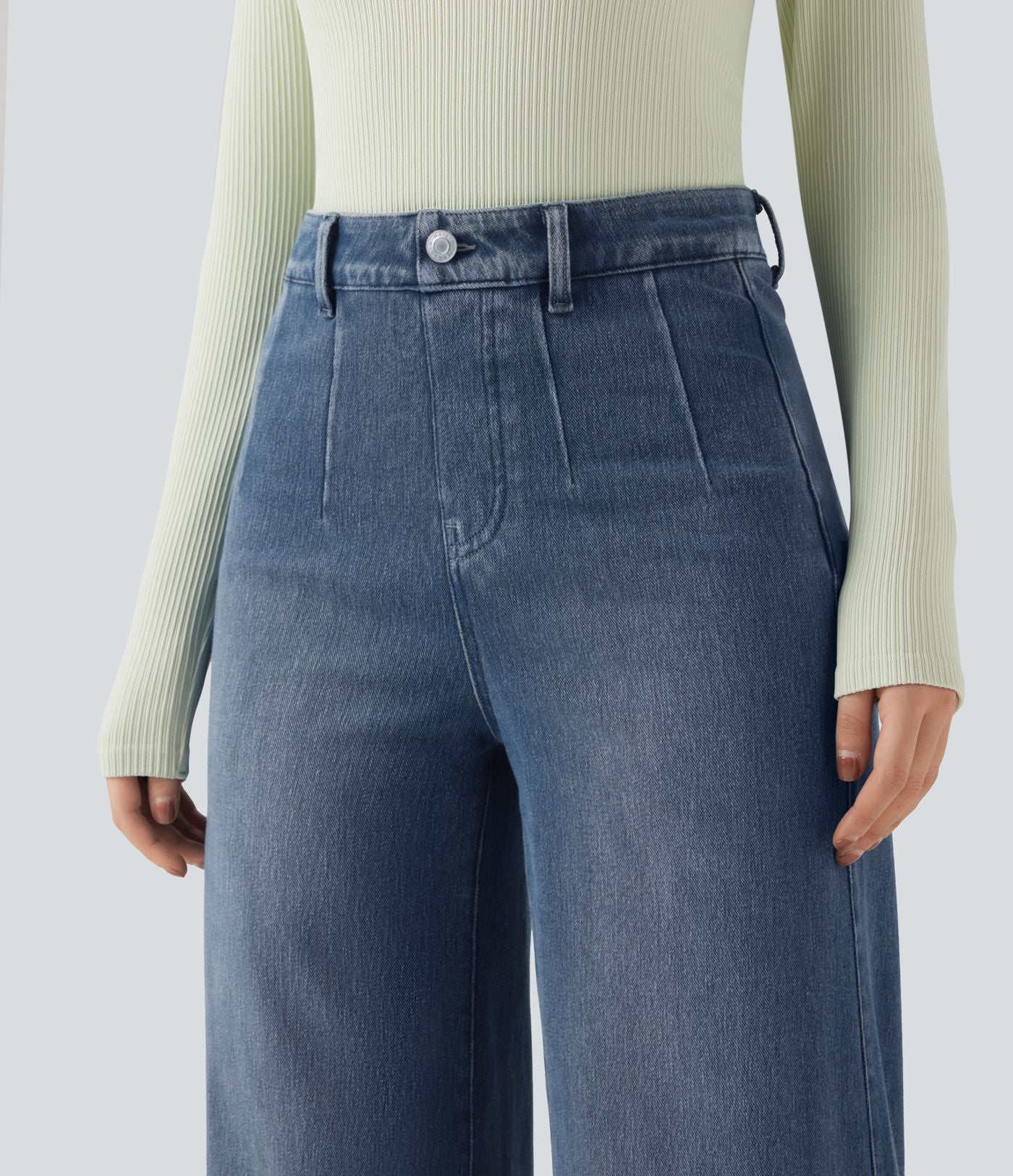 Halara Flex™ High Waisted Tummy Control Wide Leg Casual Jeans with Pockets