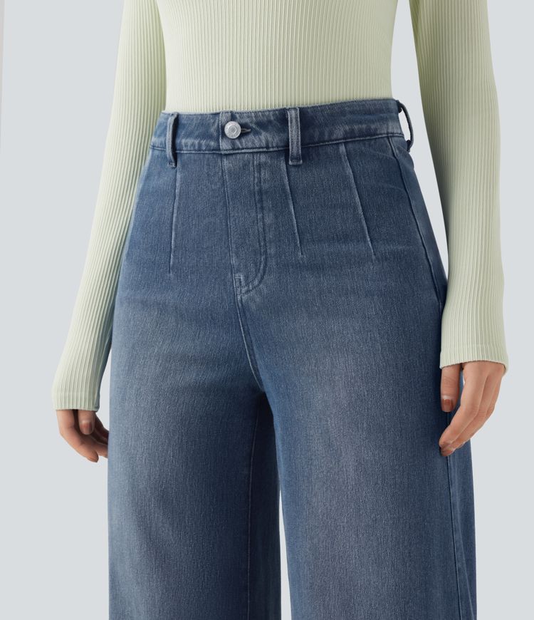 Halara Flex™ High Waisted Tummy Control Wide Leg Casual Jeans with Pockets