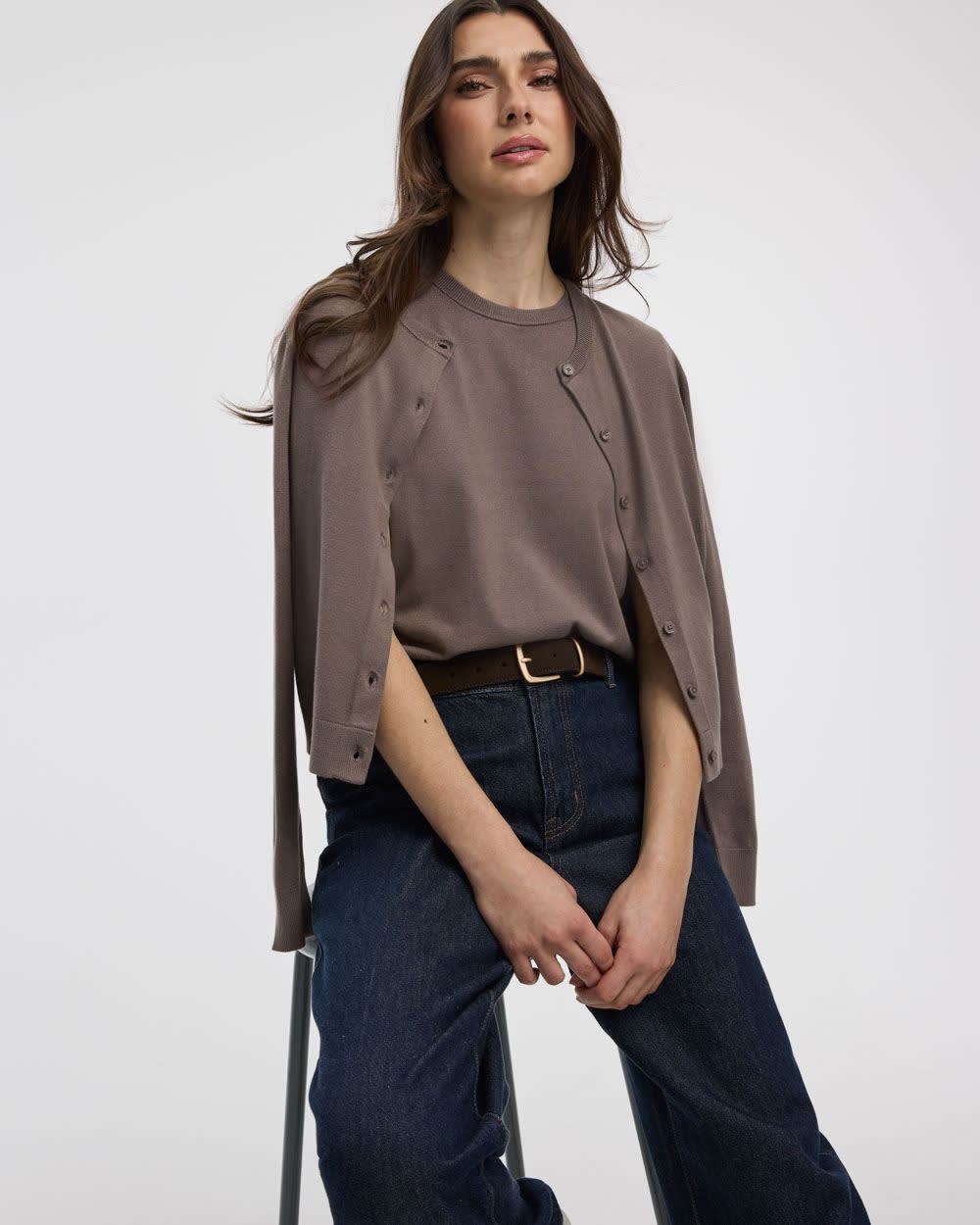Crew-Neck Cardigan