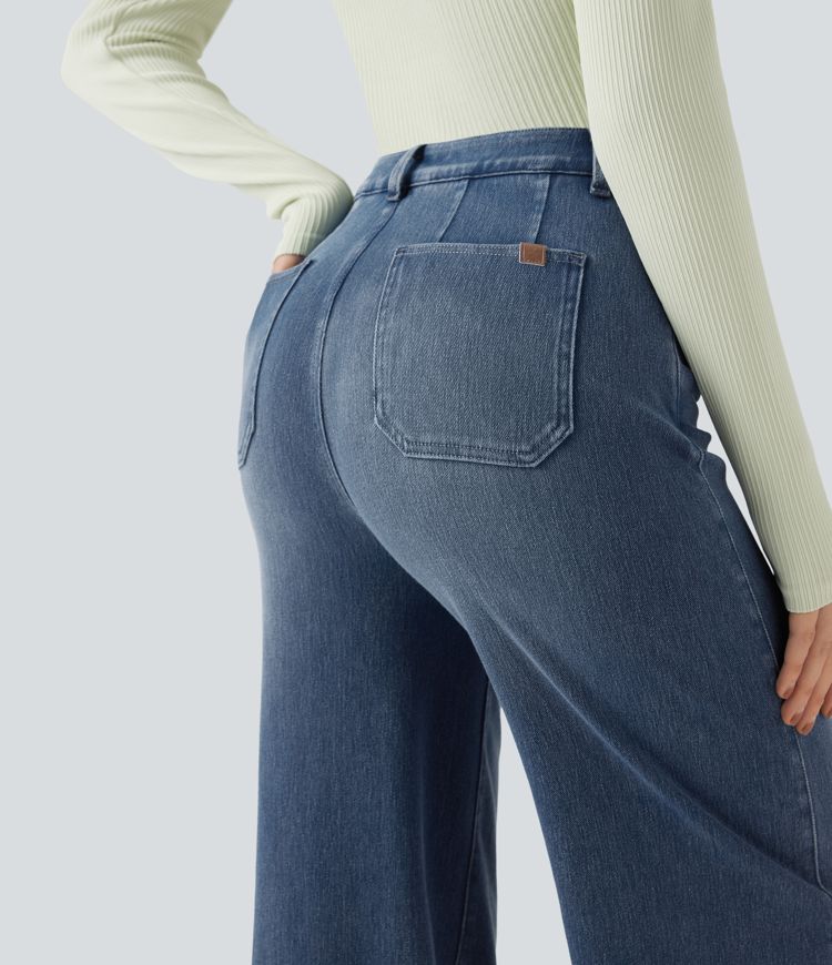 Halara Flex™ High Waisted Tummy Control Wide Leg Casual Jeans with Pockets
