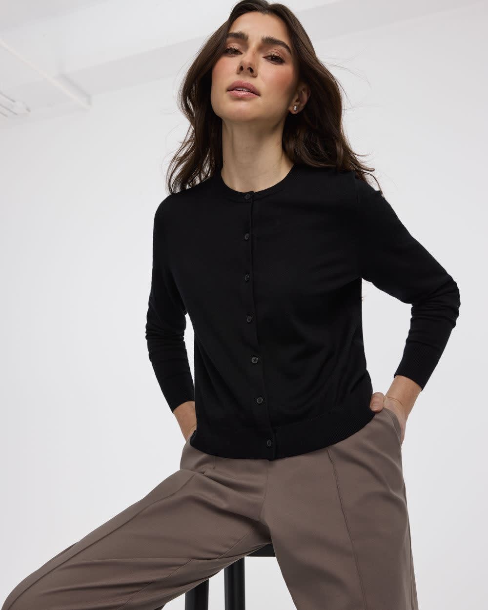 Crew-Neck Cardigan