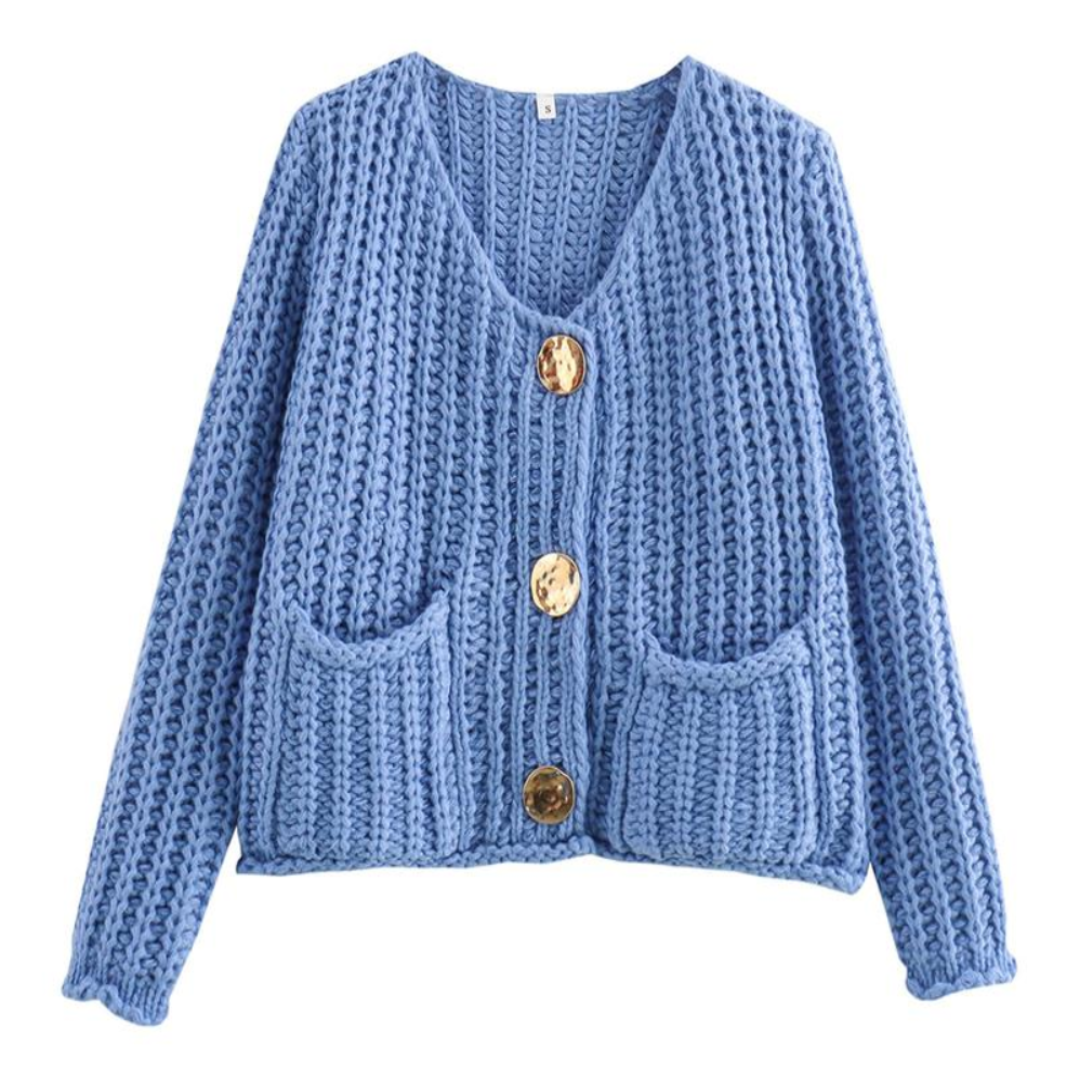 CASSY™ - Casual Long Sleeve Chunky Knit Cropped Cardigan